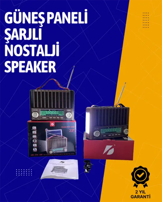 KTF-1428 Solar Enerjiyle Şarj Olabilen Bluetooth Nostalji Hoparlör – Taşınabilir Güçlü Ses MP3 Okuyucu