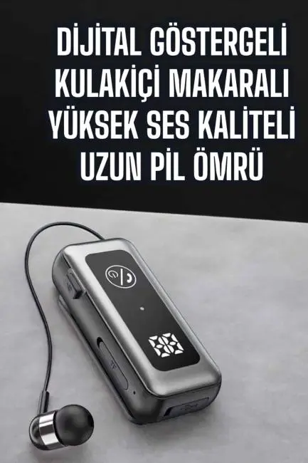 Kablolu Makaralı Bluetooth Kulaklık Uzun Pil Ömrü Dijital Göstergeli
