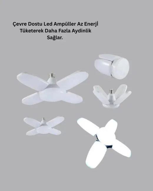 Tasarruflu Pervane LED Ampül 4 Kollu 60 Watt Geniş Alan Aydınlatma