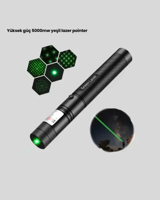Uzun Mesafe Görünürlüklü Yeşil Lazer Pointer Şarjlı