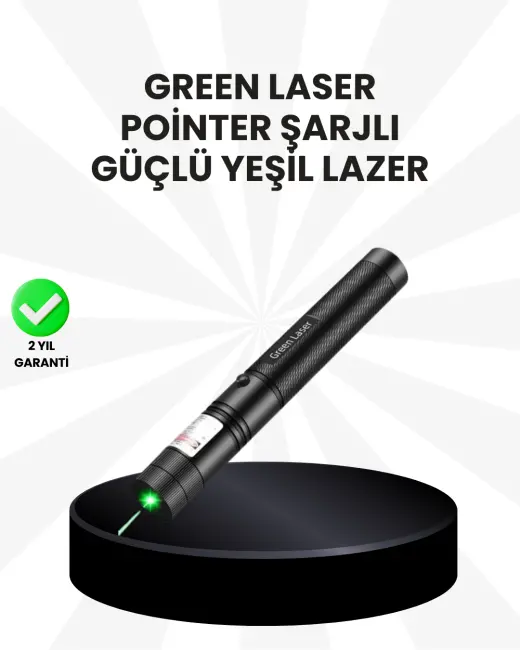 Yüksek Güçlü Yeşil Lazer Pointer 5000mW Şarjlı