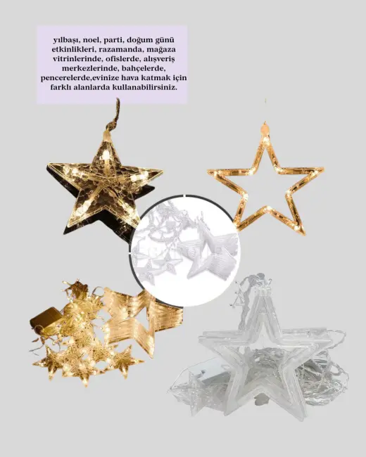 Yıldız Desenli Perde Tipi Peri Led 3x3 Metre Aydınlatma