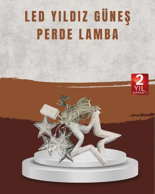 Yıldız Desenli Perde Tipi Peri Led 3x3 Metre Aydınlatma