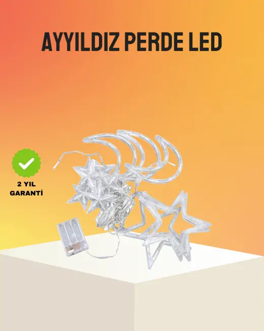 Yanıp Sönen ve Sabit Modlu Yıldız Ay Perde Led Işık