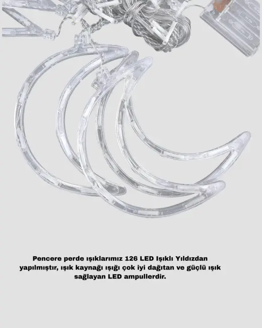 126 Led Yıldız Ay Figürlü Perde Işık Romantik Ambiyans