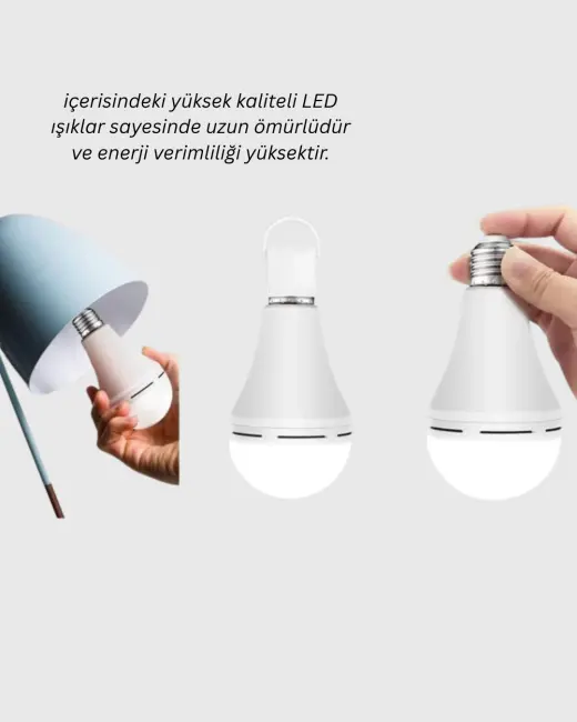 Acil Durumlar İçin Şarjlı LED Ampul 6400K Soğuk Beyaz 30 Watt