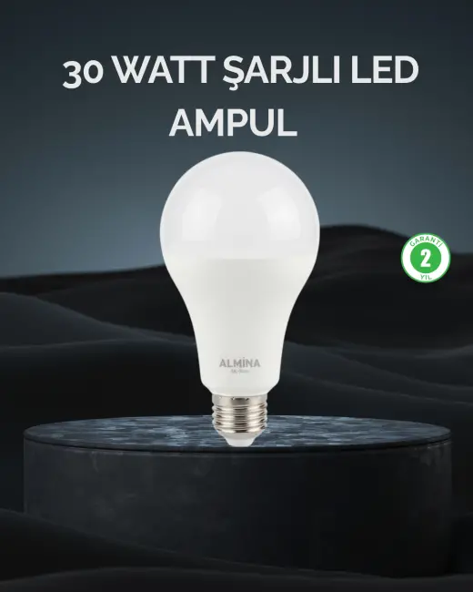 Şarjlı LED Ampul 30 Watt Soğuk Beyaz