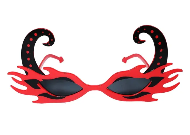 Siyah Boynuzlu Kırmızı Renk Alevli Parti Gözlüğü 21x10 Cm