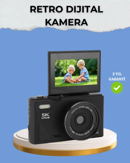 Taşınabilir Dijital Kamera 5K 75MP Stabilizasyonlu 18x Zoom Otofokus