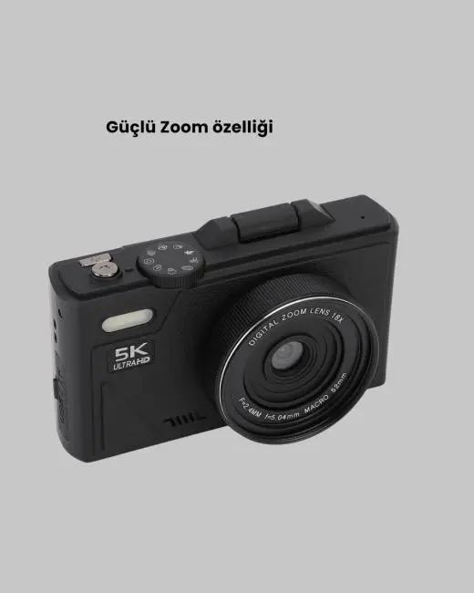 Taşınabilir Dijital Kamera 5K 75MP Stabilizasyonlu 18x Zoom Otofokus