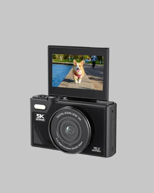 5K UHD Dijital Kamera 75MP Sensör 18x Zoom Stabilizasyonlu