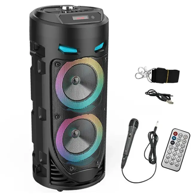 ALLY ZQS4239 Mikrofonlu Taşınabilir Dev Speaker Led Işıklı Bluetooth Hoparlör - 4inc×2/8W×2 1800mAh-(5775)