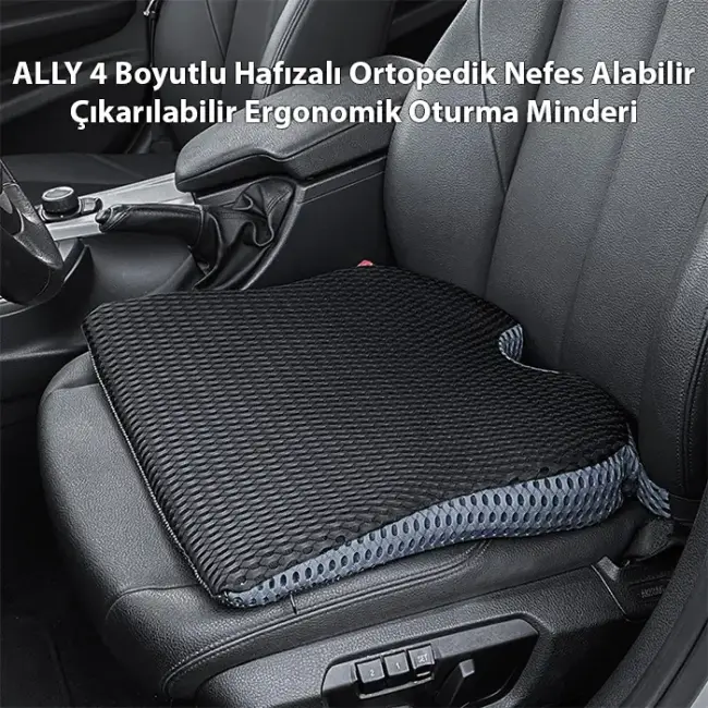 ALLY 4 Boyutlu Hafızalı Ortopedik Nefes Alabilir Çıkarılabilir Ergonomik Ev ve Araç için Oturma Minderi-(5775)