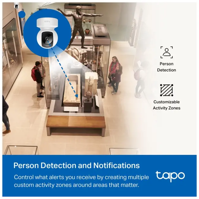 TP-LINK Tapo C202 Bebek/Ev Güvenlik Kamerası WiFi-Ehernet 1080P 12Mt Gece Görüşü PAN/TILT iki Yönlü Ses(1923)