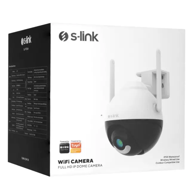 S-LINK SL-PTZ04 Akıllı Güvenlik Kamerası WiFi 4Mpix 3.6mm Lens 25m. Gece Görüşü Hareket algılama İki Yönlü Ses Micro SD Kartlı TUYA Yazılım(1923)