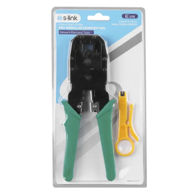 S-LINK SL-315 RJ45/RJ12/RJ11 Üçlü Pense Kablo Ucu Konnektör Sıkma Pensesi(1923)