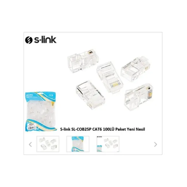 S-LINK SL-COB25P RJ45 Yeni Nesil JAC UTP CAT6 (100lü PAKET)(1923)