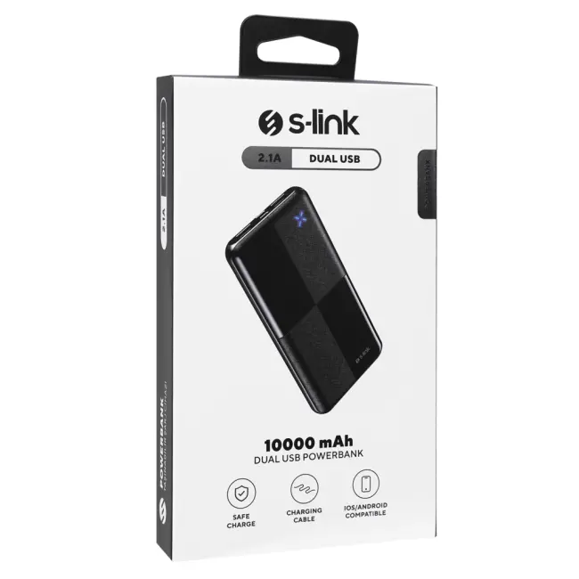 S-LINK IP-G12N Siyah 10.000mAh 2xUSB 1xMicro USB 1xType-C 4 LED Göstergeli PowerBank(1923)