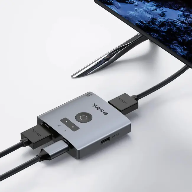 S-LINK SL-LU602C 2xHDMI 1Type-C 4K 60Hz Monitör Çoklayıcı (1PC-2Monitör veya 2PC- 1Monitör) Çift Yönlü Switch(1923)
