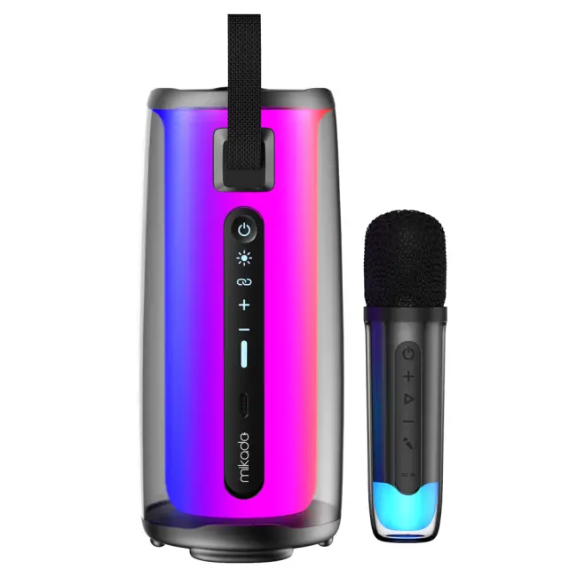 MIKADO MD-17BT CAPELLA 10W Taşınabilir USB/AUX/BT/TF RGB Işıklı Transparan 1800mAh Mikrofon Karaoke Bluetooth Speaker(1923)