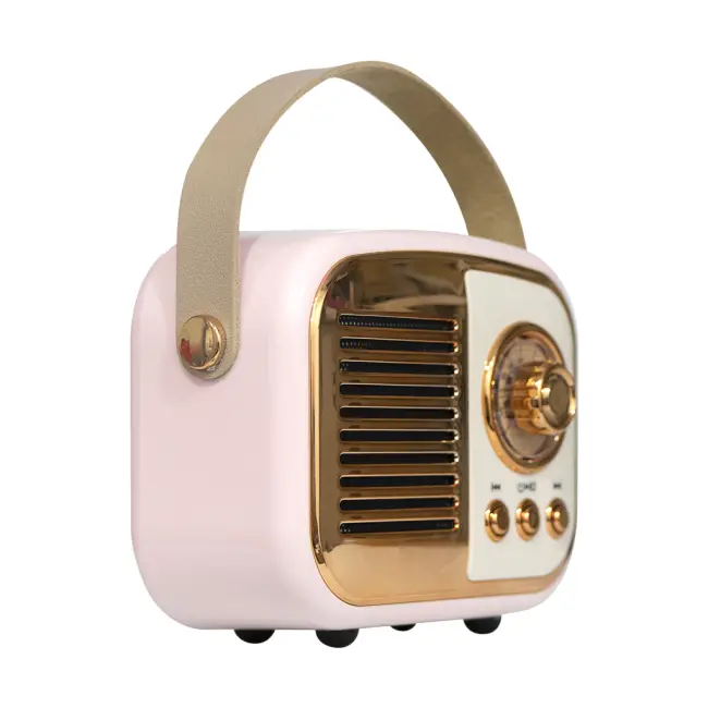 MIKADO MD-24BT Echoes Pembe 3W Taşınabilir USB/TF Kart/Bluetooth 800mAh Klasik Retro Müzik Kutusu(1923)