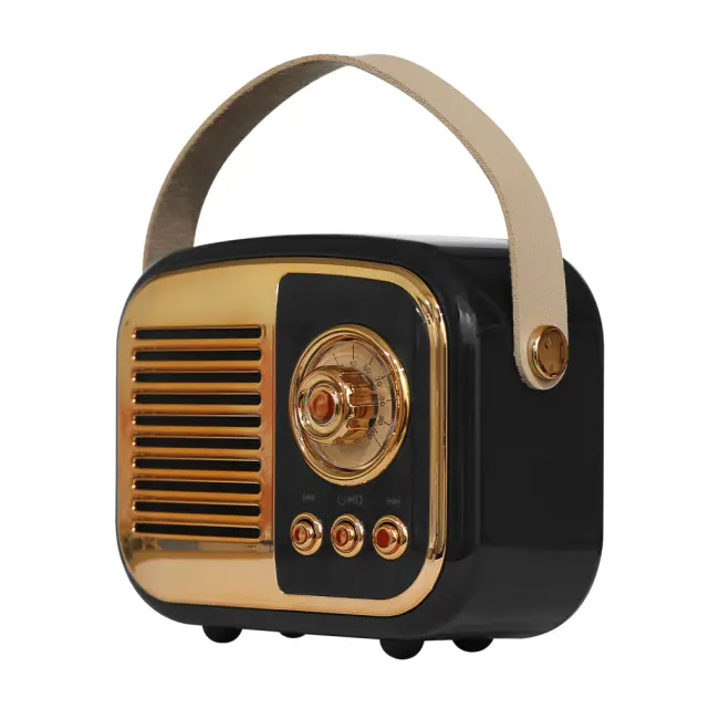 MIKADO MD-24BT Echoes Siyah 3W Taşınabilir USB/TF Kart/Bluetooth 800mAh Klasik Retro Müzik Kutusu(1923)