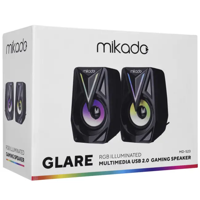 MIKADO MD-S23 GLARE 6W 1+1 Masaüstü RGB Aydınlatma USB Siyah Kasa Speaker(1923)