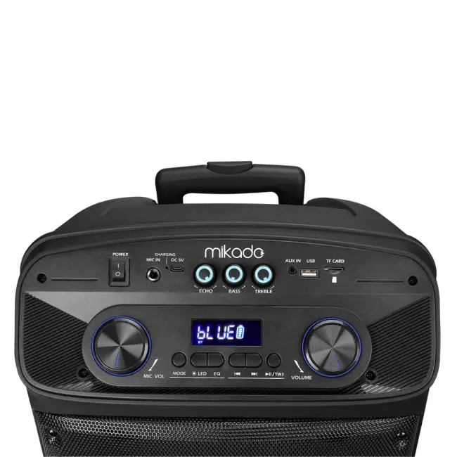 MIKADO MD-BT505 60W Taşınabilir USB/BT/TF/TWS RGB Aydınlatma Dahili Batarya Toplantı Parti Açık Hava Speaker. Kablosuz El ve Kafa Mikrofonu Hediyeli(1923)