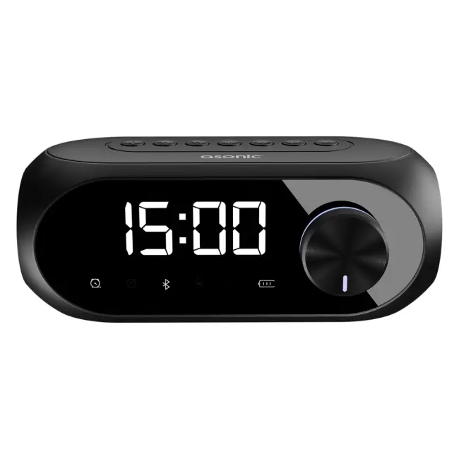 ASONIC AS-W6 Siyah 5W USB AUX Bluetooth  Kablosuz Taşınabilir 1200mAh Batarya Alarmlı Saat Derece ve Speaker(1923)