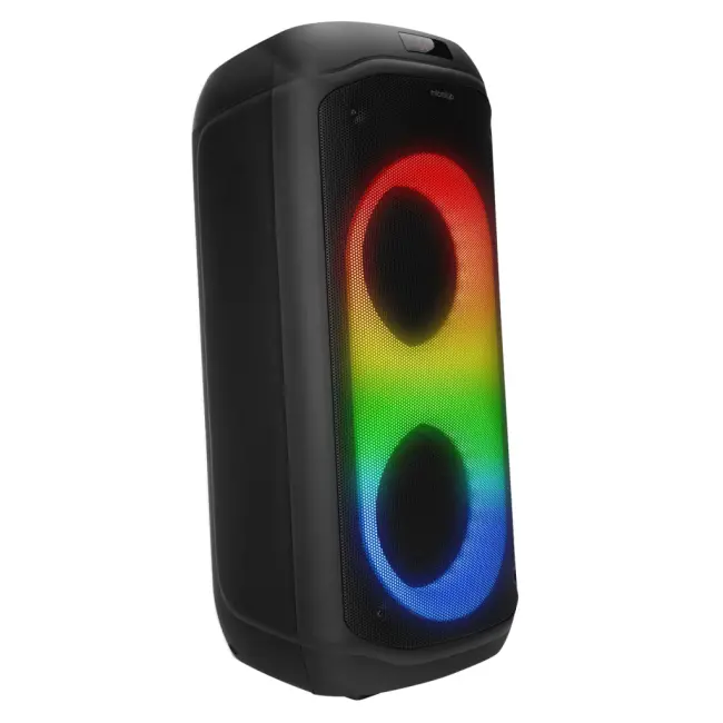 MICROLAB M61 80W Taşınabilir BT/USB/AUX/TF/TWS RGB Işıklı 2400mAh Batarya 2adet VHF Mikrofon Karaoke/Parti Bluetooth Speaker(1923)