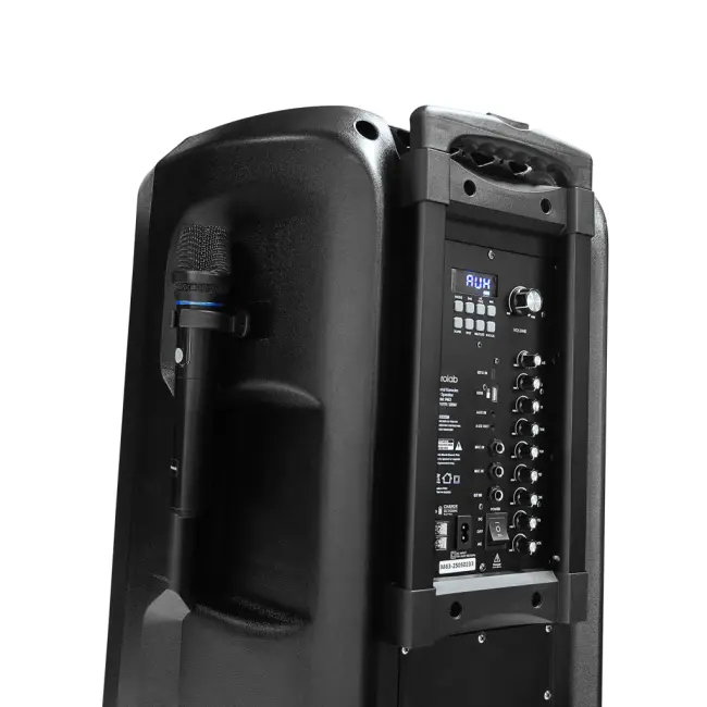 MICROLAB M63 120W Taşınabilir BT/USB/AUX/TF/TWS RGB Işıklı Batarya 2adet UHF Mikrofon Karaoke/Parti Bluetooth Speaker(1923)