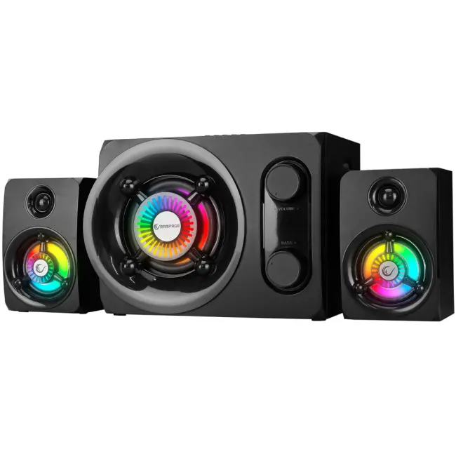 RAMPAGE RMS-G8Antares 25W 2+1 Masaüstü FM/BT/SD/USB Rainbow Aydınlatma Siyah Kasa Speaker(1923)