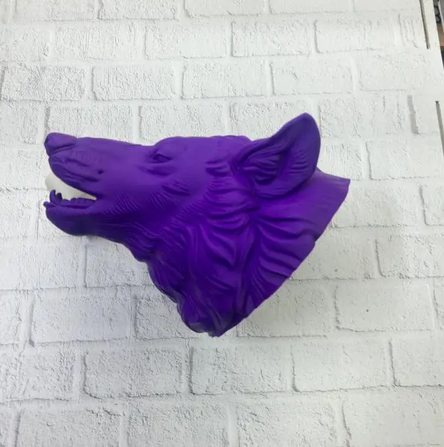 Dekoratif Mor Kurt Duvar Heykeli Asılabilir Hediyelik 25x19 cm