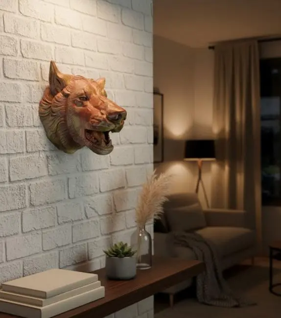 Gold Kurt Duvar Aksesuarı Asılabilir 3D Dekoratif Heykel 25x19 cm