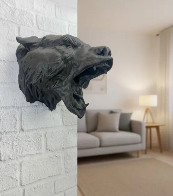 Siyah Ayı Figürü Duvar Dekoru Asılabilir Hediyelik Heykel 25x19 cm (Kopya)