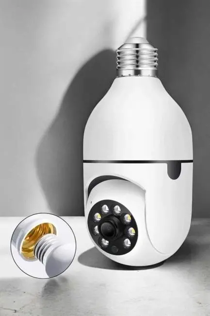 Wifi Kamera Duylu Ampul Görünümlü 360 Derece Dönebilen Ev Kamerası