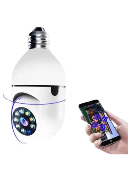 Wifi Güvenlik Kamerası 360 Derece Dönebilen Harekete Duyarlı Gece Görüşlü Ampul