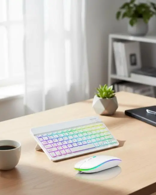 Aydınlatmalı Kablosuz Klavye Mouse Seti Bluetooth Bağlantılı Çoklu Cihaz Uyumlu