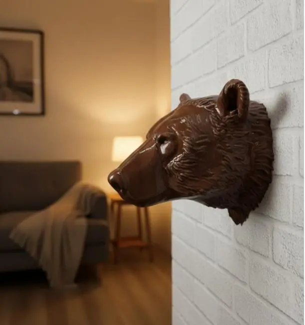 Dekoratif Ayı Duvar Heykeli Asılabilir Hediyelik 25x19 cm