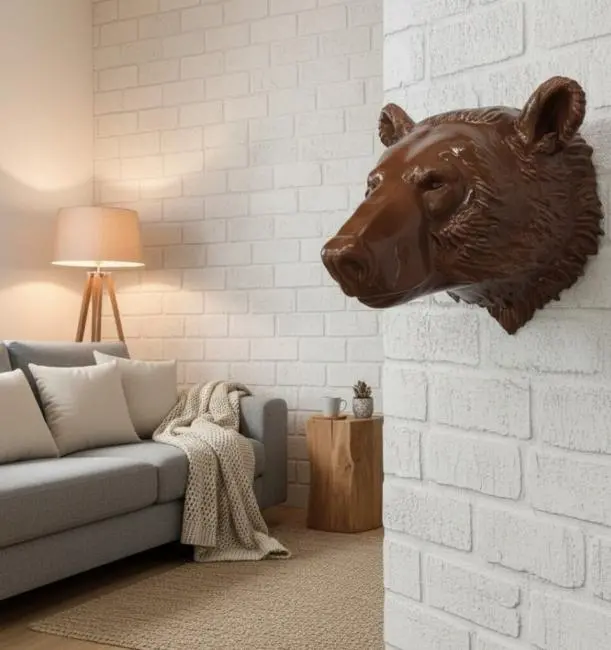 Ayı Başı Duvar Dekoru Modern Asılabilir Heykel 25x19 cm