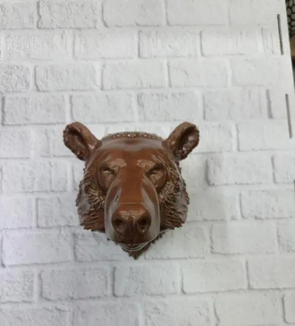 Ev ve Ofis İçin Dekoratif Ayı Başı Heykel Hediyelik Duvar Aksesuarı