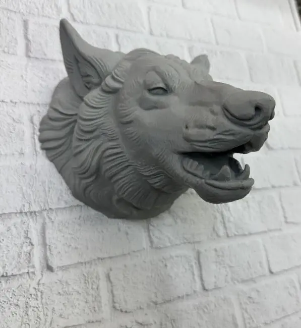 Gri Kurt Duvar Biblosu Güçlü Detaylı Dekoratif Tasarım 25x19 cm