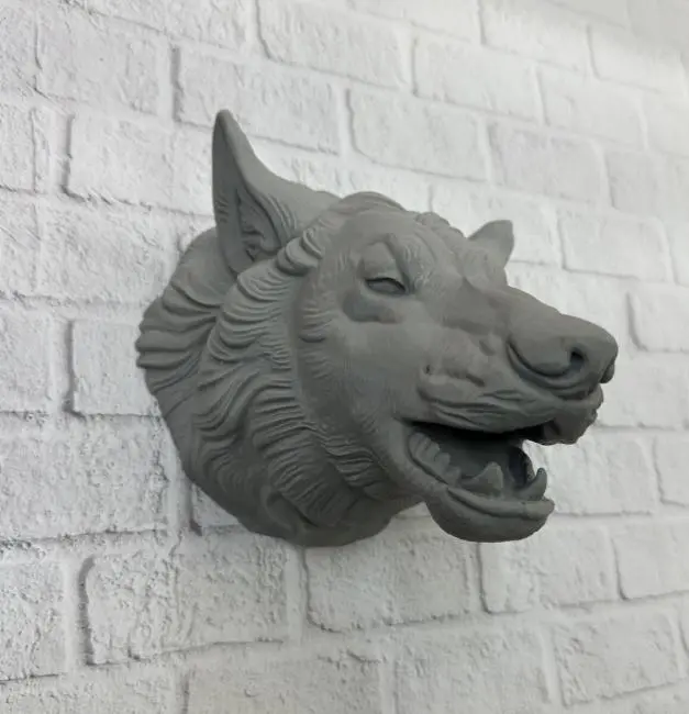 Gri Kurt Duvar Biblosu Güçlü Detaylı Dekoratif Tasarım 25x19 cm