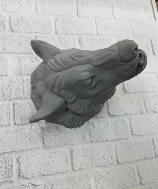 Gri Kurt Duvar Biblosu Güçlü Detaylı Dekoratif Tasarım 25x19 cm