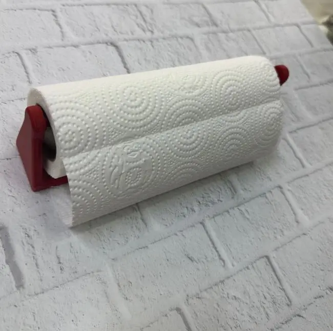 Dekoratif Kırmızı Kağıt Havlu Tutucu Duvar Askılı Model