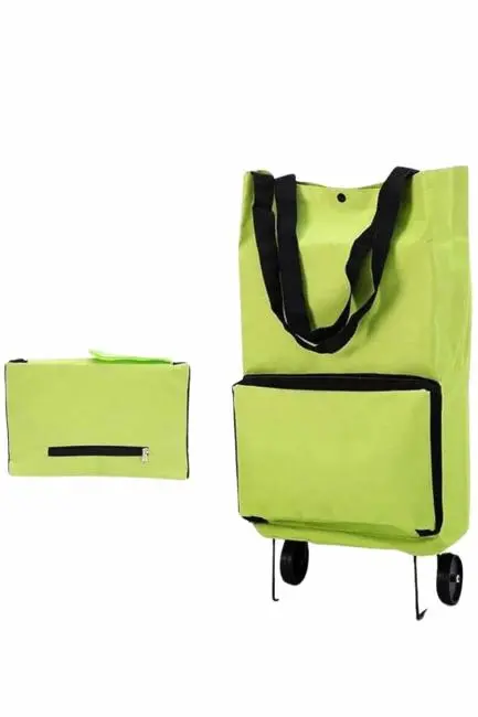 Katlanabilir Tekerlekli Çantalı Çarşı Pazar Arabası Alışveriş Çantası Piknik Çantası