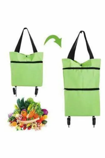 Katlanabilir Tekerlekli Pazar Market Çarşı Arabası Market Alışveriş Çantası