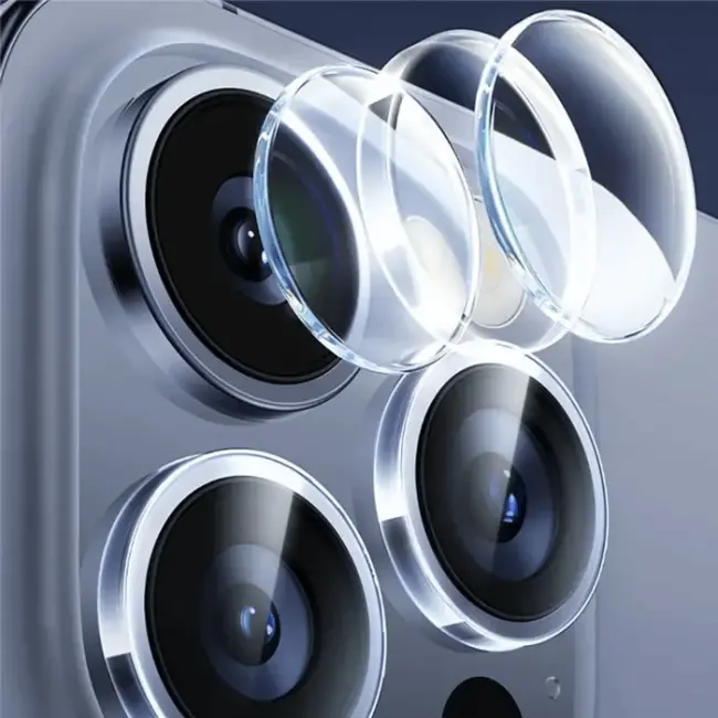 Baseus iPhone 15 Pro/15 Pro Max için Sapphire Serisi HD Cam Kamera Koruyucu-(5775)