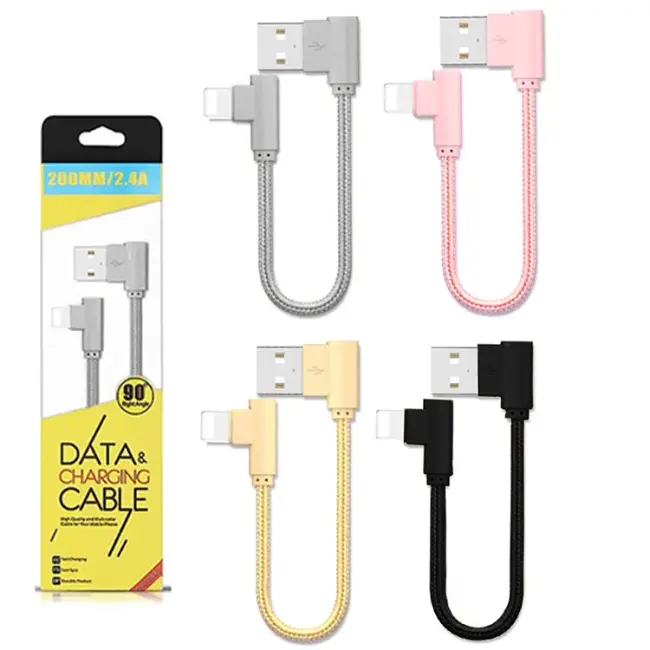 Ally İphone Lightning Eğik Başlı Halat Usb Kablo 20cm-(5775)