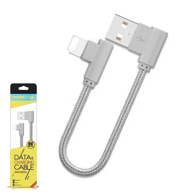 Ally İphone Lightning Eğik Başlı Halat Usb Kablo 20cm-(5775)